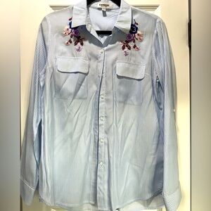 Express collared dress shirt size medium with stitched flowers